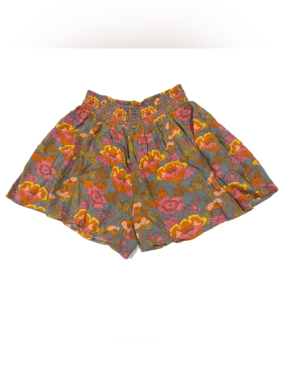 Dizzy Lizzy Floral Smocked Shorts size Large Retro 70s Cottagecore Festival‎